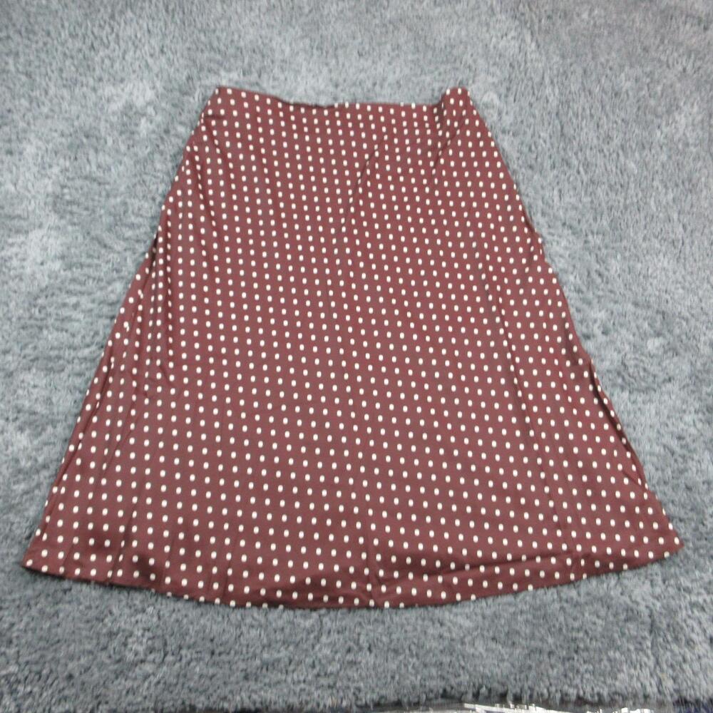Impressions Skirt Womens 3XL Brown Polka Dot A-Line Satin Lined Long Casual NWT